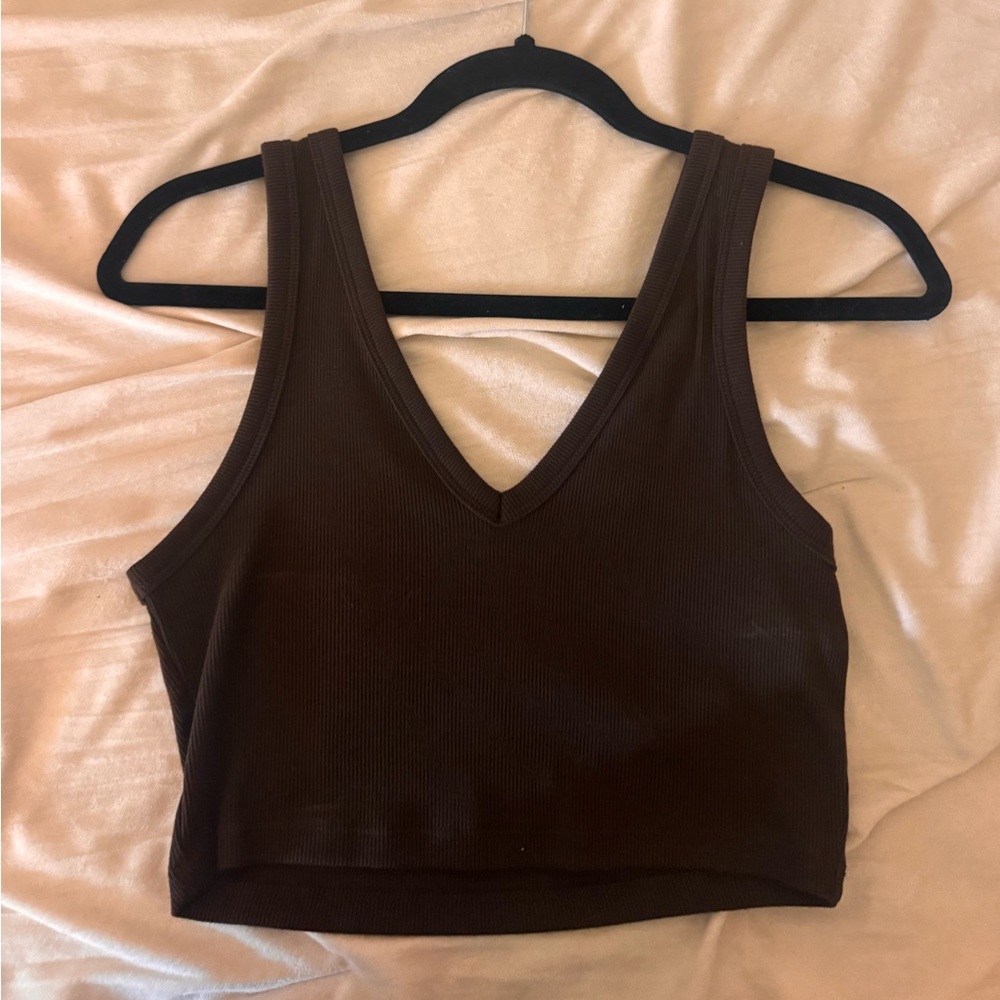 Wild Fable Brown Fitted Sleeveless Tank Top